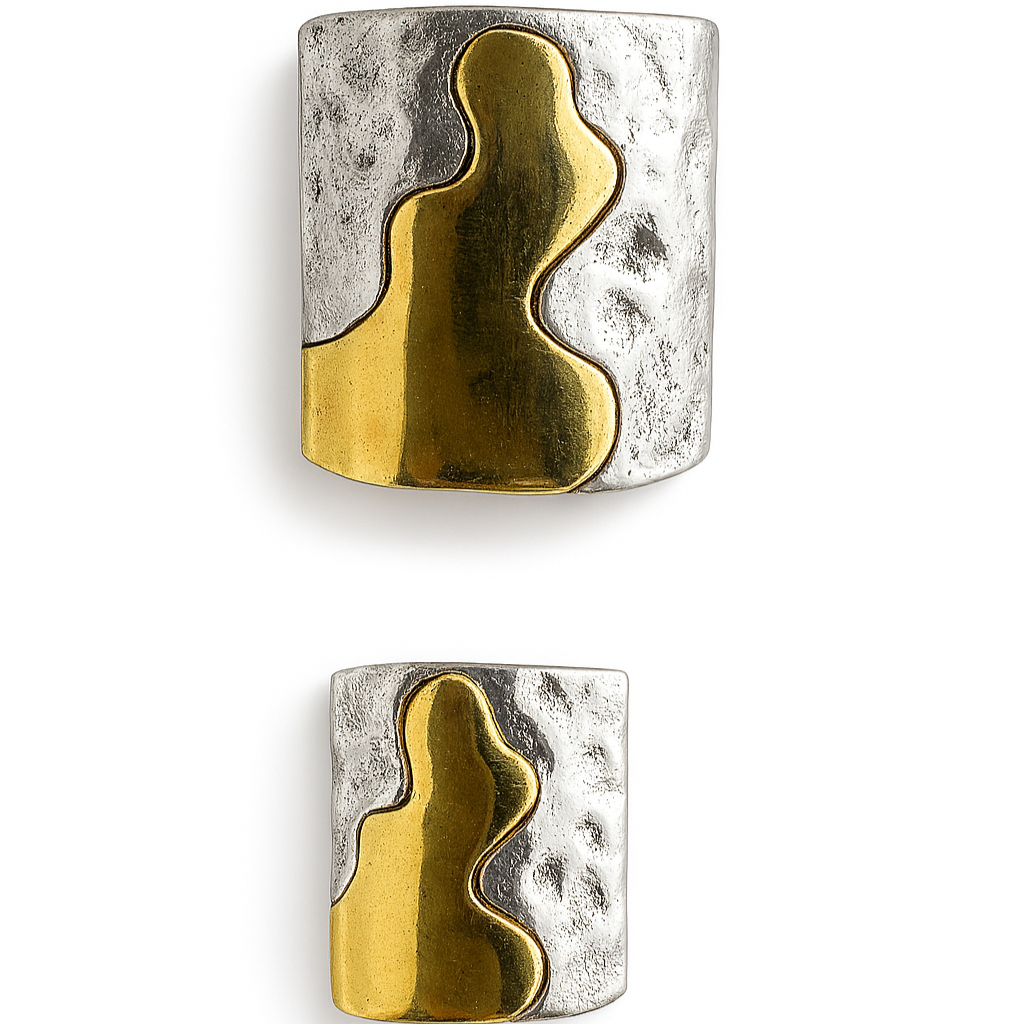 The Slab Earrings - Silver & Gold