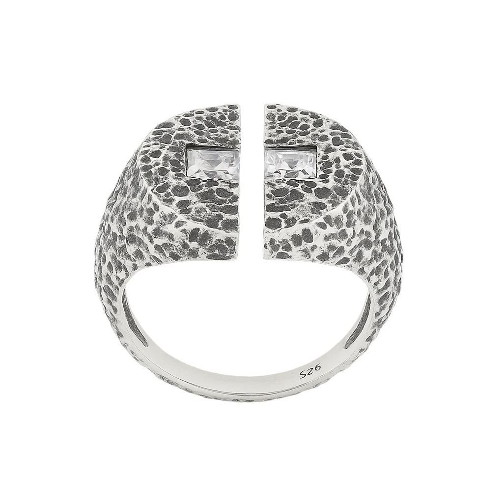 Split Signet Ring - Oxidised