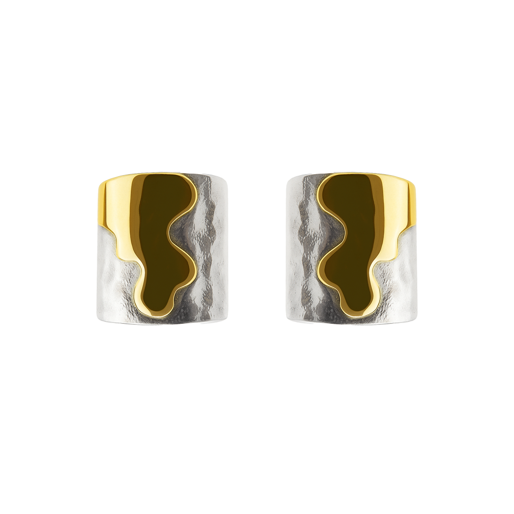 The Slab Earrings - Silver & Gold