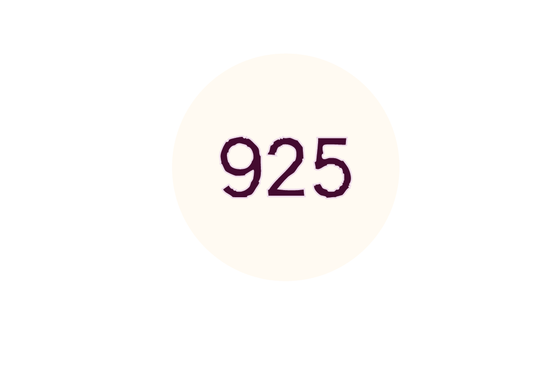 Number '925' in purple on a white background