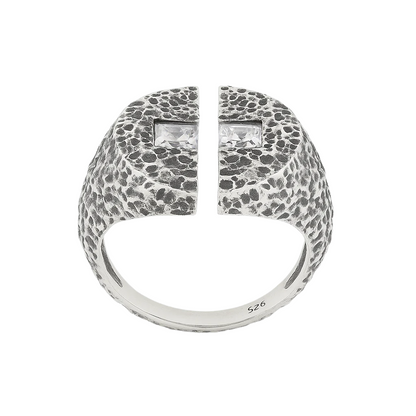 Split Signet Ring - Oxidised