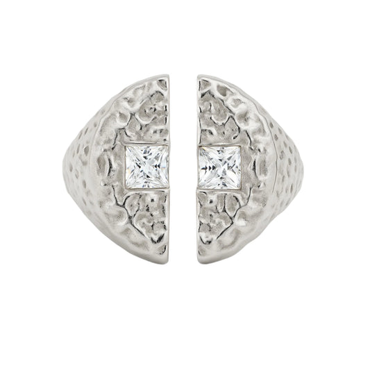Split Signet Ring - Oxidised